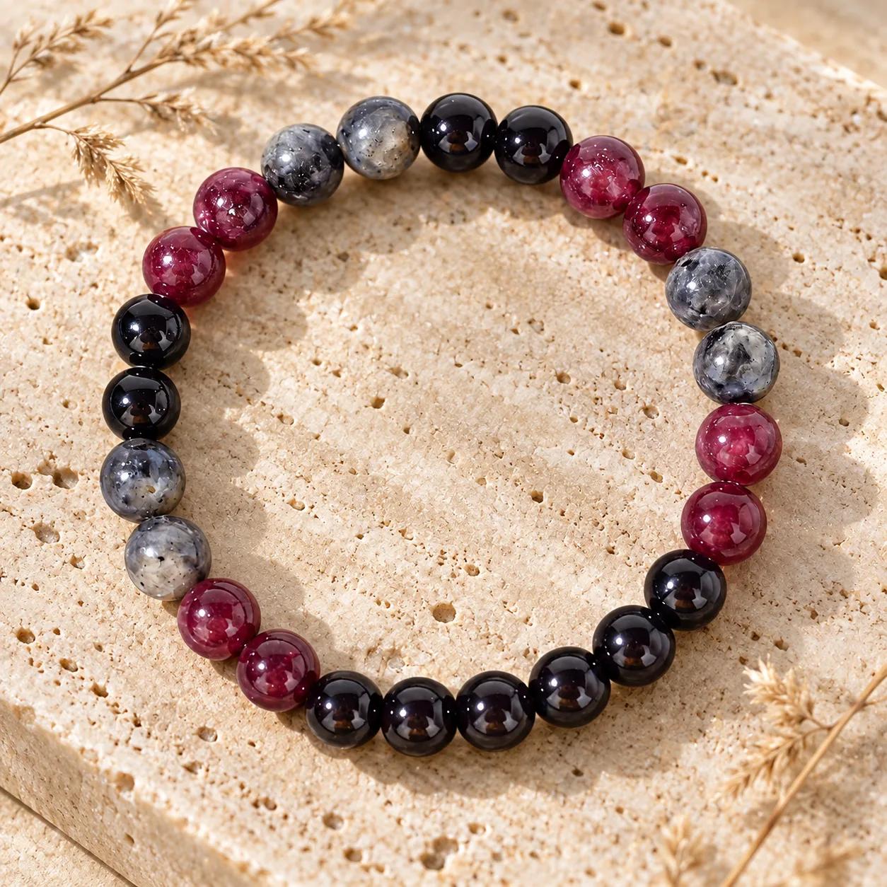 Garnet Beaded Bracelet — Vintage Handmade view 2