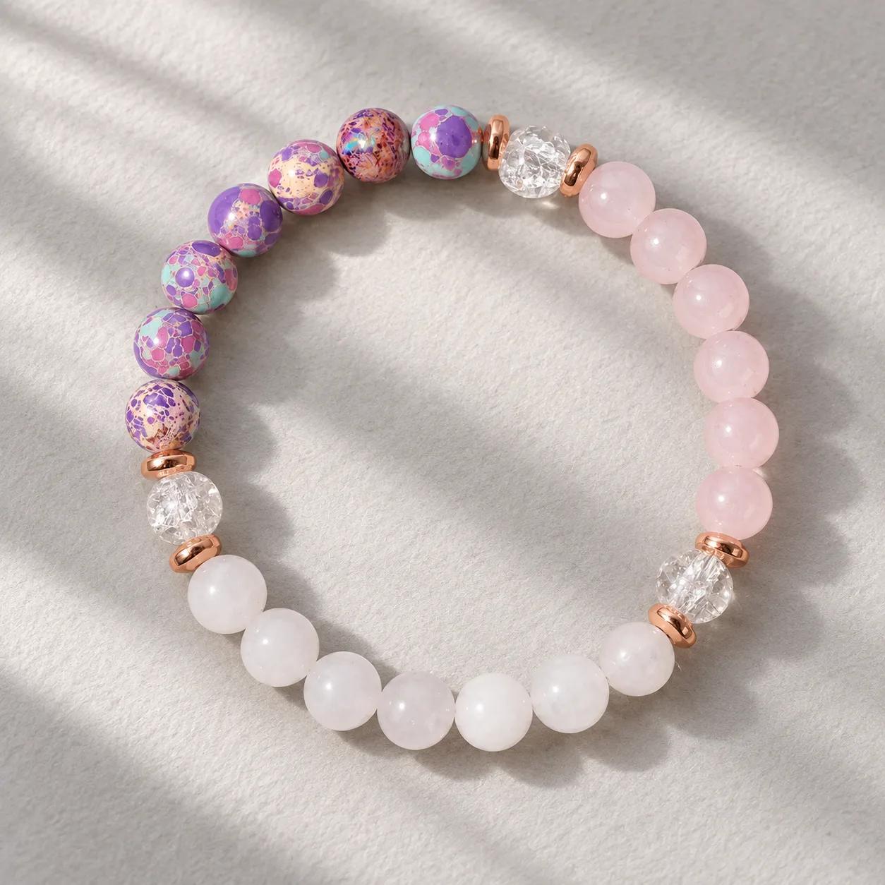 Rose Quartz & Emperor Stone Beaded Bracelet — Attract Love view 2