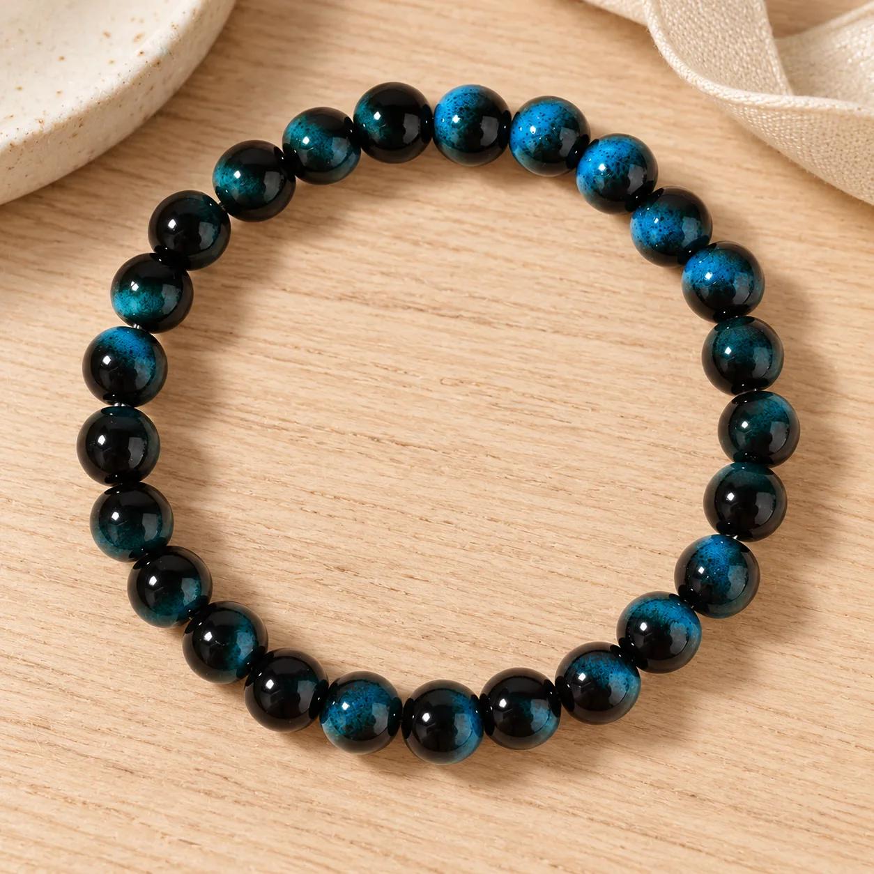 Blue Tiger Eye Beaded Bracelet — Vintage view 1