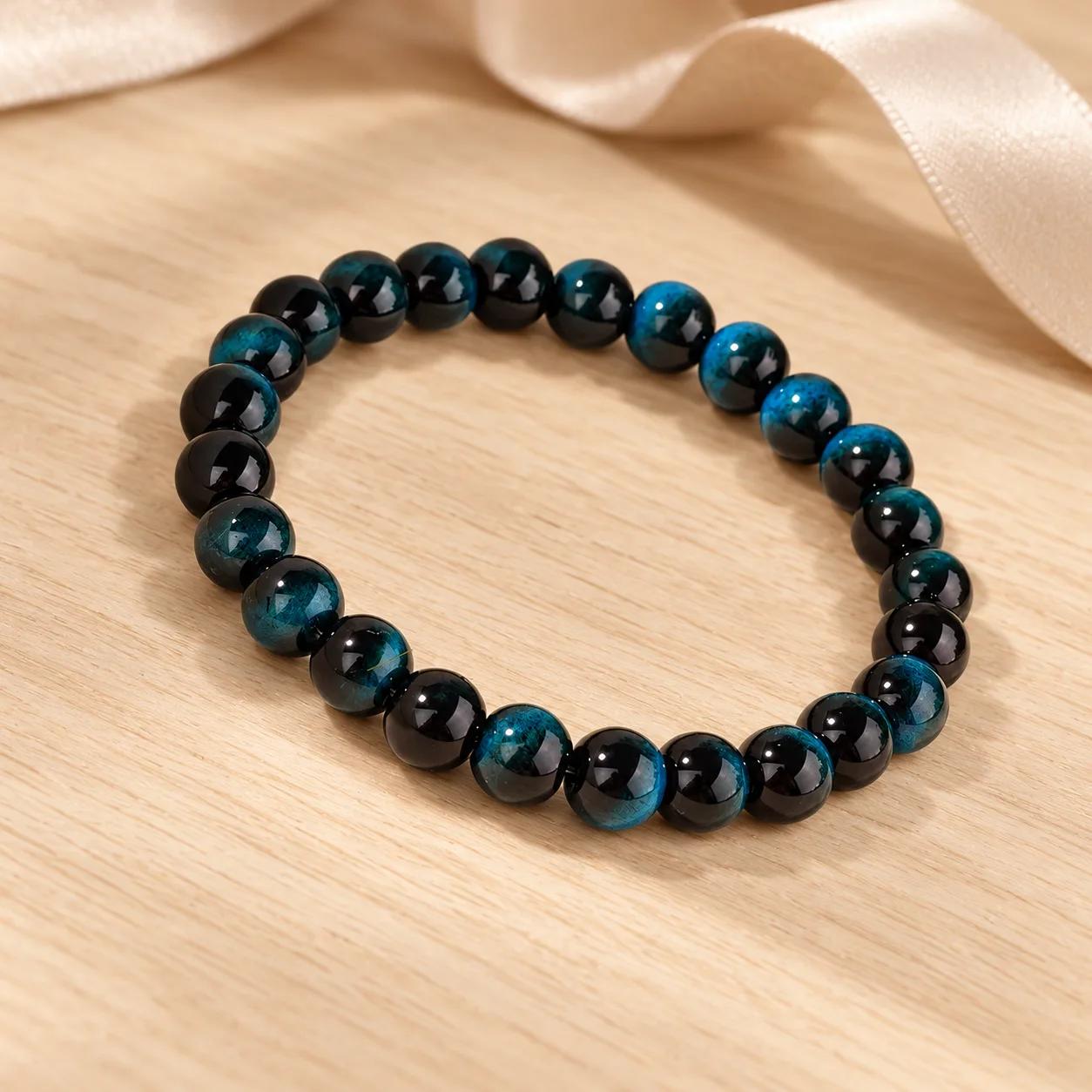 Blue Tiger Eye Beaded Bracelet — Vintage view 2